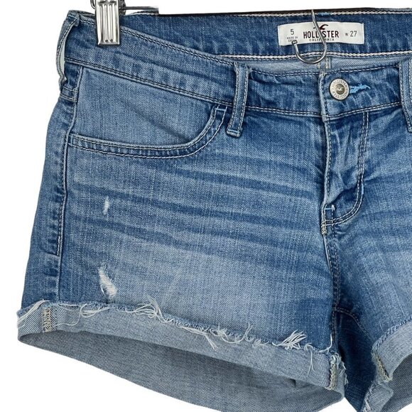 Hollister WOMEN'S SHORTS‎ CUFFED BOTTOM DENIM BLUE SIZE 5 - Picture 2 of 8